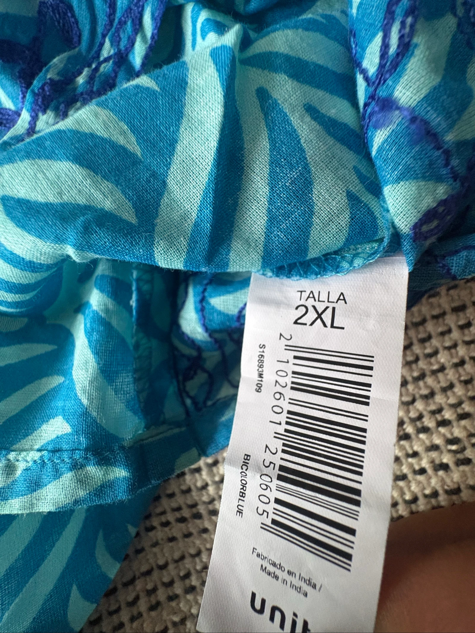 ethnische caftan tuniek strand unit 2xl 100% katoen blauw bedrukt – photo 7